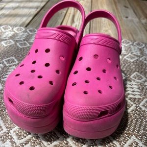 Pink platform clogs